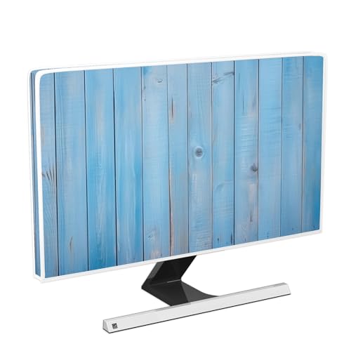Waterproof Monitor Dust Covers 22,23,24,25 Inch Anti-Static LCD-Silky HD Panel Dust Protective Sleeve Compatible with iMac 24 Inch, 22-25 PC, Desktop and TV, Blue Wooden Board - color: blue, size: 22-25 Inch