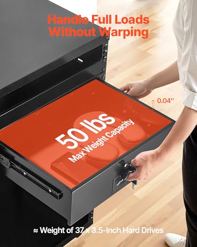 VEVOR 3U Rack Drawer, Lockable Server Cabinet Case, 13.8'' Depth Server Rack Mount Drawer, for 19'' Network Equipment/DJ/AV Rack or Cabinet Enclosure, 50 lbs Max Load, with Cable Management Holes - size: 3U