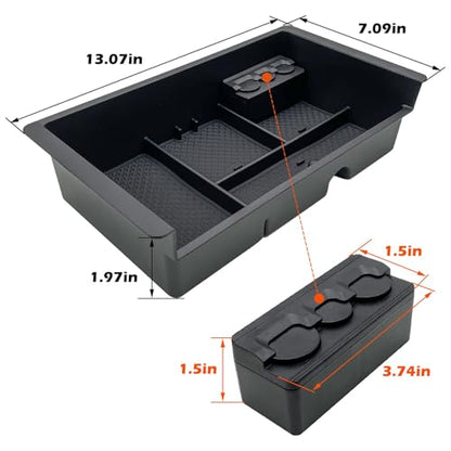 Center Console Organizer Tray Compatible with 2014-2018 GMC Sierra Accessories, (2015-2020) Yukon/Chevy Tahoe Silverado Suburban, Armrest Storage Box Replaces 22817343(Black) - color: Black