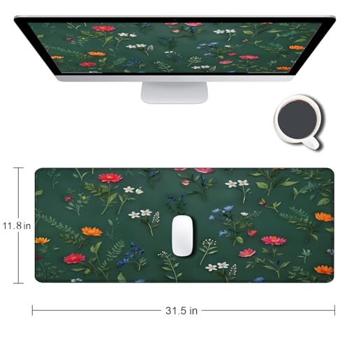 Large Gaming Mouse pad,Flower Branch Pattern Anti Slip Rubber Base Mouse pad, Suitable for Computer, Laptop, Office Desk Accessories - color: Flower Branch Pattern