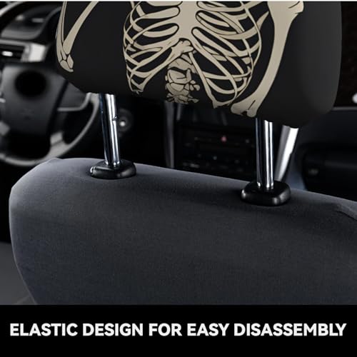 Dujiea 2 Pack Funny Skull Finger Car Headrest Covers, Universal Soft Car Seat Head Rest Protector, Vehicle Accessories Fabric Headrest Cover for Cars Vans Trucks - color: Funny Skull Finger