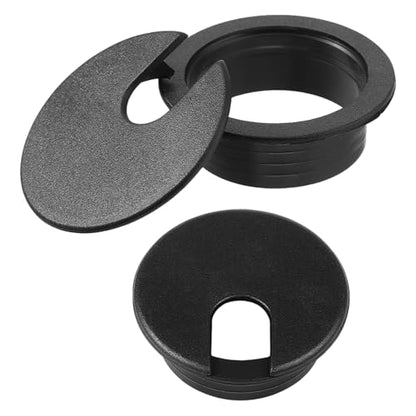 2 Pieces Desk Grommet 1.5 Inch, Black ABS Plastic Cable Hole Cover, U-Shaped Insert for Office Home School Computer Desk Equipment