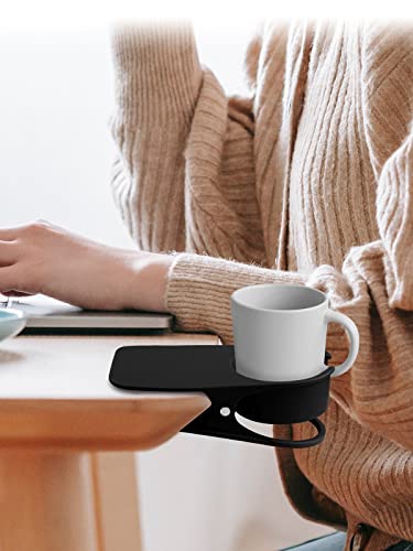 Kalolary New Drinking Cup Holder Clip with Groove Table Bottle Cup Stand DIY Glass Cup Clamp Storage Saucer Clip Water Coffee Mug Holder Saucer Clip for Home Desk, Black - color: Black