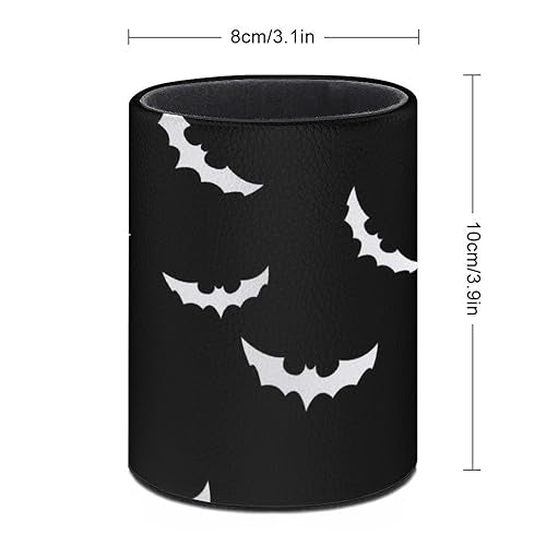 Halloween Bat Pen Holder Pencil Cup for Desk Organizer | Cute Makeup Brush Holder PU Multifunctional Office Suppliesfor Decor Home Classroom School - color: Bats