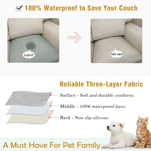 Couch Arm Covers, Waterproof Armrest Cover for Sofa, Loveseat, Armchair, Non-Slip Recliner Arm Cover, Sofa Arm Covers, Headrest Cover, Arm Chair Covers Set of 2 (Gray-Green, 24"×20") - color: Gray-green, size: 24" x 20" - 2 pcs