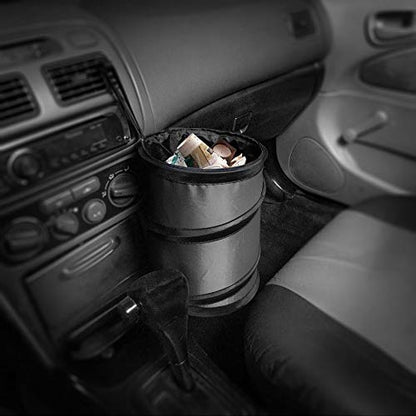 FH Group Automotive Waterproof Portable Collapsible Small Trash Can Garbage Container fits Most Cars,Polyethylene, SUVs, and Trucks Gray - color: Gray, style: Small