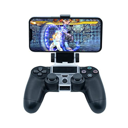 Mcbazel Phone Mount Clip for PS4 Controller, Smart Phone Holder Compatible with PS4 DualShock 4 Controller and iPhone, Android up to 6 Inch - Black
