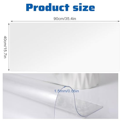 Clear Desk Mat 35.4"×15.7" Large Transparent Computer Desk Mat Non-Slip PVC Desks Protector Pad with Round Edge, Heat Resistant Waterproof Transparent Writing Pad for Home and Office