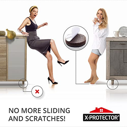 X-PROTECTOR Non Slip Furniture Pads - 8 pcs Premium Furniture Grippers 2"! Self-Adhesive Rubber Feet Furniture Feet - Ideal Non Skid Furniture Pad Floor Protectors - Keep Furniture in Place! - size: 8 Round 2"