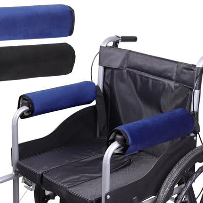 lefeke 2 Pack Wheelchair armrest Pads - Soft Velvet Foam armrest Covers for wheelchairs, Office Chairs and armchairs, etc., Effectively relieves arm Pressure and Prevents Soreness (Blue) - color: Blue