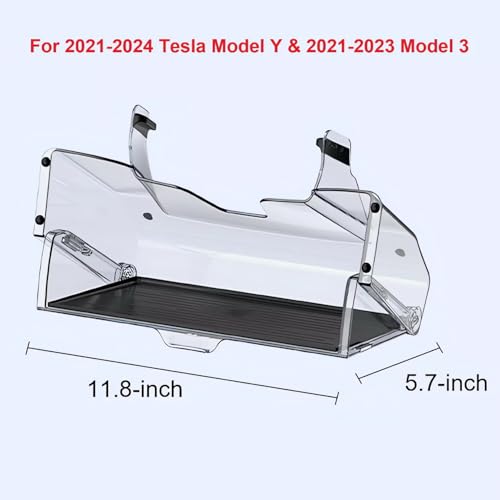 For 2020-2024 Tesla Model Y & 2017-2023 Model 3 - Hidden Center Console Organizer Tray, Tissue Holder, Open-Close Storage Shelf Box Under Dashboard Display (Open-Close Storage Shelf Under Dashboard) - style: Open-Close Storage Shelf Under Dashboard