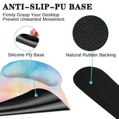 Arttown Iridescent Cloud Desk Mat Cute Mouse Pad Set 4 in 1 Colorful Starry Sky Ergonomic Design Large Desk Pad + Keyboard Wrist Rest + Mouse Wrist Rest + Coaster Suitable for Home Office Study Game - color: Iridescent Cloud