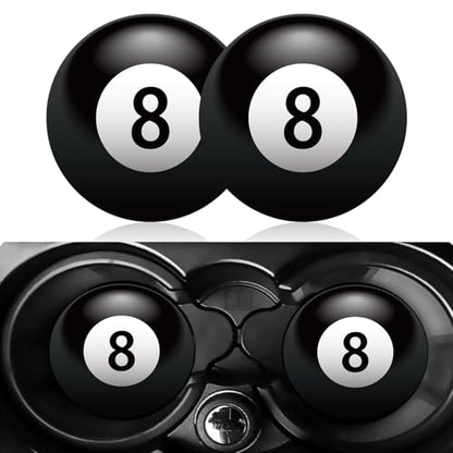 Car Cup Holder Coasters, 2 Pack 2.75" Silicone Cup Holder Insert, Universal Non-Slip Cup Holders, Car Accessories Interior for Women and Man - Billiards Black 8 (Black-8) - color: Black-8