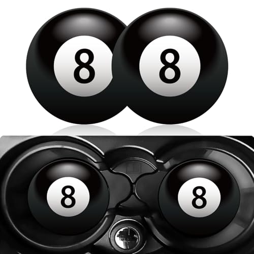 Car Cup Holder Coasters, 2 Pack 2.75" Silicone Cup Holder Insert, Universal Non-Slip Cup Holders, Car Accessories Interior for Women and Man - Billiards Black 8 (Black-8) - color: Black-8