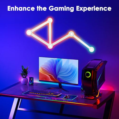 RGB Wall Light lines, Smart Gaming LED Lights DIY Geometry Splicing Gaming Wall Light Bar, Backlit Modular APP Control Colour Changing for Game Room,Bedroom,Home Decor Lights (5 Lines, White)