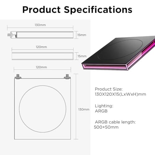 PC Case ARGB Square Figurine Shelf, Figure Stand, Infinity Mirror Design Floating PC Shelf for Figure - 120mm Fan Accessories-Black - color: Black