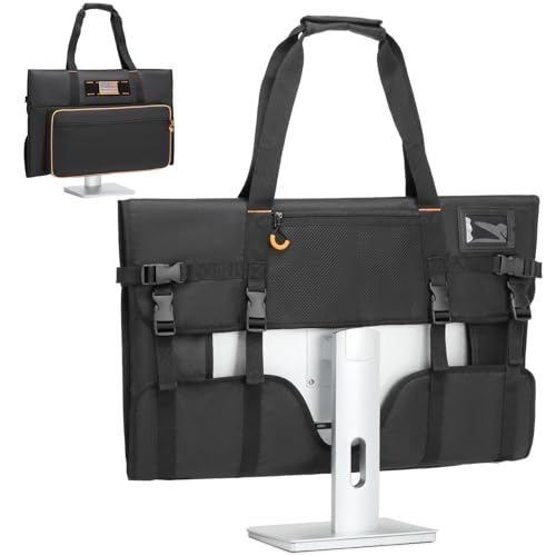 Monitor Carrying Case for 27" LCD Screen Padded Travel Monitor Carrying Bag Compatible with iMac Desktop Computer Dust Cover Bag (Black) - color: Black