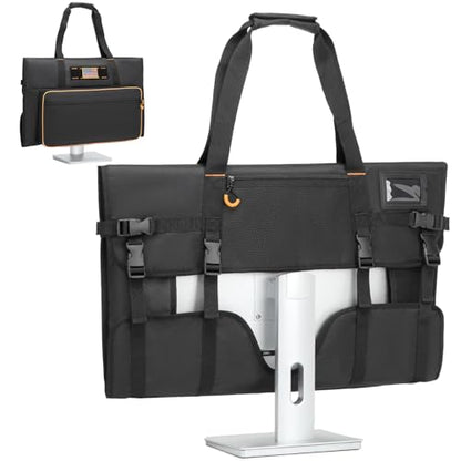 Monitor Carrying Case for 27" LCD Screen Padded Travel Monitor Carrying Bag Compatible with iMac Desktop Computer Dust Cover Bag (Black) - color: Black