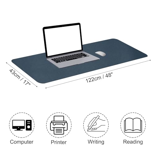 Patikil Desk Mat, 48"x17" Non-Slip Waterproof PU Leather Desk Pad for Office, Home, Work & Study; Dual Sided - Dark Blue - color: Dark Blue, size: 48"x17"