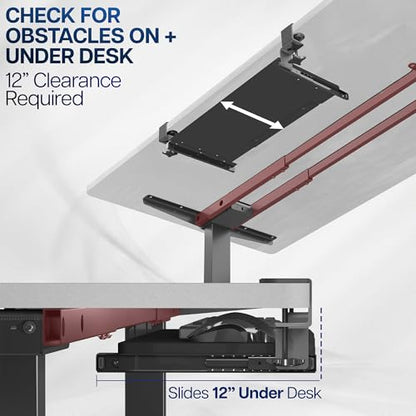 VIVO Small Clamp-on Computer Keyboard and Mouse Under Desk Slider Tray, 20 x 11 inch Pull Out Platform Drawer, Light Wood, MOUNT-KB05ES-A | Keyboard Tray for Typing, Slide Out Platform, Extra Sturdy C-Clamp Mount System, Computer Drawer, White Frame - col