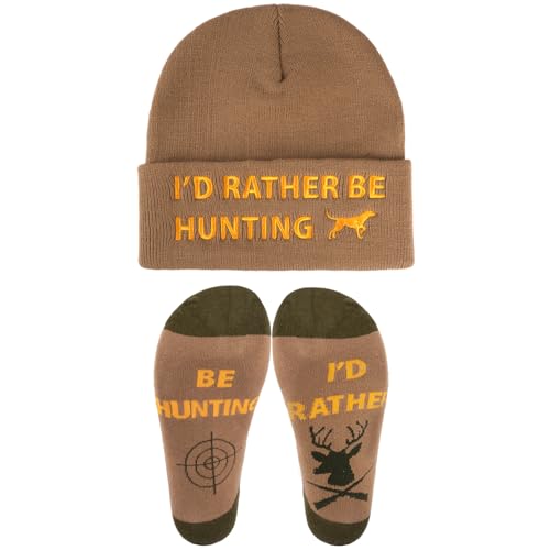 Funny Socks Cool Valentines Day Gifts for Him Men Boys Husband Boyfriend Dad Brother Cotton Comfort Birtday Gifts - color: Hunting Hat and Socks