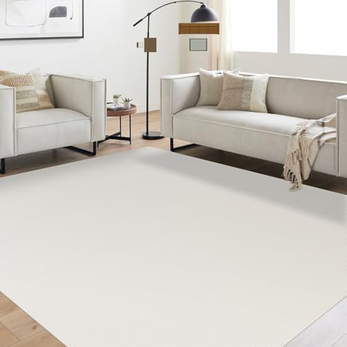 Soft Large Plastic Floor Mat for Living Room, 6'×9' Beige Waterproof Vinyl Area Rug for Baby Spills, Non-Slip Durable Multi-Pupose Floor Cover Protector for High Traffic Areas - color: Beige, size: 6' x 9' (Rectangular)