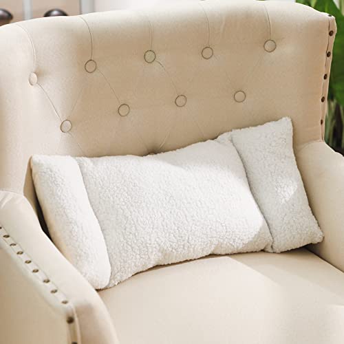 Queekay Fleece Lumbar Support Pillow 3 Section Back Pillow Office Chair for Back Support Comfortable Lumbar Cushion for Car Seat Pain Relief Sofa Rest(White) - color: White