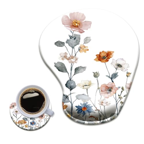 HOPONY Gel Wrist Rest Mouse Pad-Ergonomic Office Mousepad with Wrist Support-Non-Slip,Design Desk Accessories Mat for Home&Game Decor Floral Black - color: Floral Black
