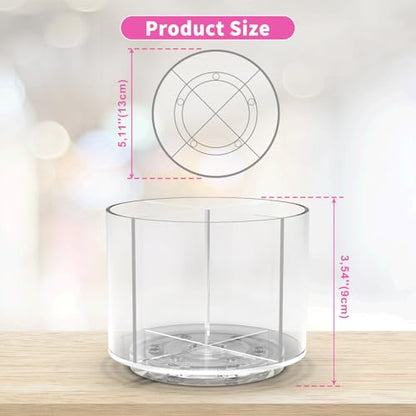 Wawocs Small Pencil Organizer for Desk Acrylic 4 Compartments, Tiny Rotating Art Supply Organizer Kids, Spinning Round Marker Small Clear Desktop Caddy Swivel Office Pen Pencil Holder - size: Medium no handle