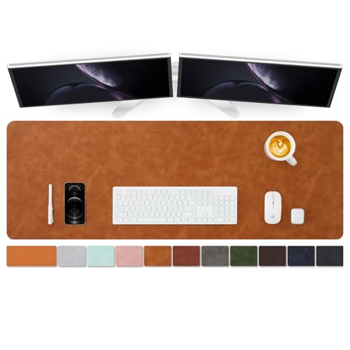 Distressed Leather Desk Mat - Non-Slip PU Desk Pad for Office and Home - Desk Organization and Accessories - Ideal for Large Mouse Pad and Desk Mats on Top of Desks(Tan,47.2"x 17") - color: Tan, size: 47" x 17"