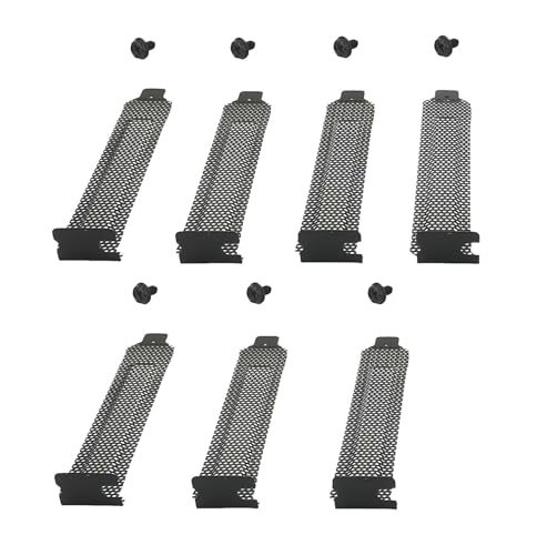 7pcs New Black PCI Slot Cover Dust Filter Hard Steel Blanking Plate, Vented Slot Covers with Screws for Computer Cases