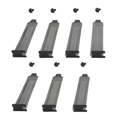 7pcs New Black PCI Slot Cover Dust Filter Hard Steel Blanking Plate, Vented Slot Covers with Screws for Computer Cases