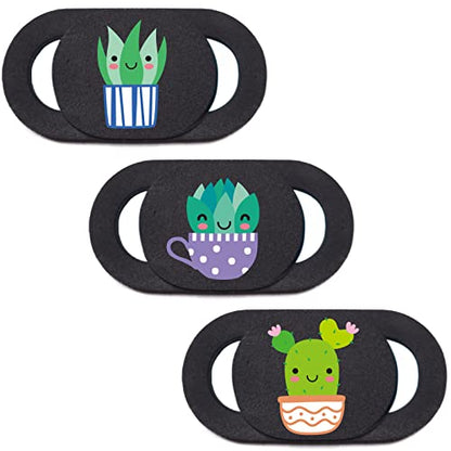 Laptop Camera Cover Slide Webcam Cover for Privacy Fits for Mini PC, PC, Surface, Tablet, Desktop Computer, Smart Phone - 3 Packs, Plants - color: Plants
