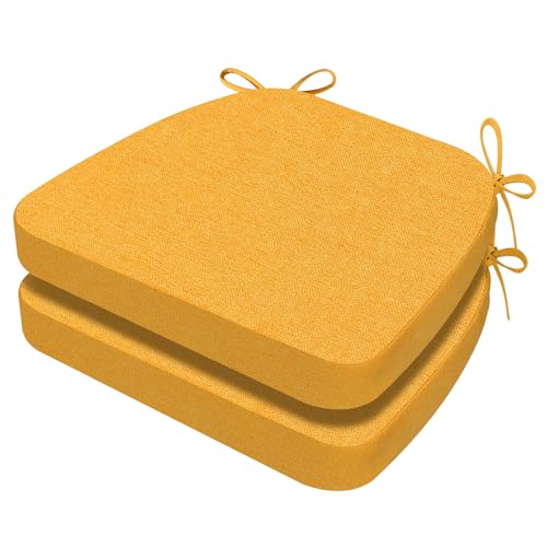 AAAAAcessories D-Shaped Chair Cushions, 2" Thick Dining Chair Pads with Ties and Removable, Machine-Washable Cover, 17" x 16", Set of 2, Golden Orange - color: Golden Orange, size: 2 Count(Pack of 1)