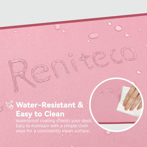 Reniteco Waterproof Large Gaming Mouse Pad with Durable Stitched Edges, Non-Slip Rubber Base, Grainy Jacquard Mouse Mat Desk Pad for Home Office Gaming, 27.6"x11.8"x0.12", Pink - color: Pink, size: 27.6''x11.8''x0.12"