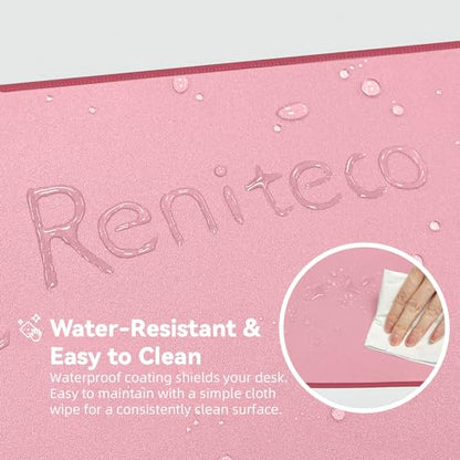 Reniteco Waterproof Large Gaming Mouse Pad with Durable Stitched Edges, Non-Slip Rubber Base, Grainy Jacquard Mouse Mat Desk Pad for Home Office Gaming, 31.5''x11.8''x0.12'', Pink - color: Pink, size: 31.5''x 11.8''x0.12"