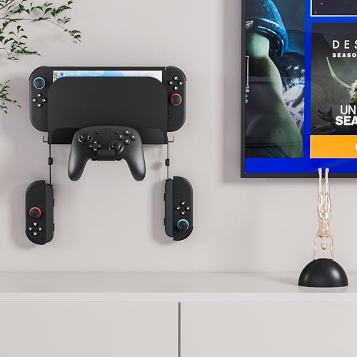 PAWDIARY Wall Mount for Nintendo Switch 2 Console&Accessories, Metal Wall Mount with Hook for Grip Hanging & Bracket for Pro Controller, Safe Storage Your Switch 2 Console & Charging Dock