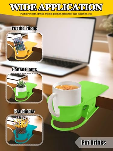 3PCS Drinking Cup Holder Clip Kalolary Chair Desk Bottle Cup Stand DIY Glass Clamp Storage Saucer Clip with Groove for Potted Plant Beverage Coffee Mug Holder Clip for Home Office (Yellow Green Blue) - color: 3PCS Blue Green Yellow
