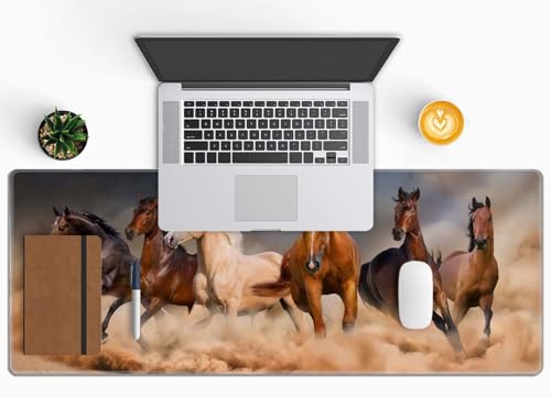 Mouse Pad Gaming, Large Mouse Pads for Desk, Keyboard Mouse Mat Desk Pad, Non-Slip Rubber Base with Stitched Edges Mousepad, 31.5x11.8 inch Horses - color: Horses