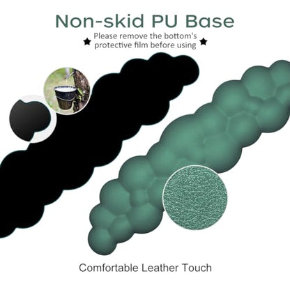 JIKIOU Upgrade Leather Cloud Keyboard Wrist Rest, Cloud Wrist Rest with Non-Slip PU Base, Comfortable Memory Foam Wrist Rest for Computer Laptop Mac Gaming Office and Pain Relief Christmas Wish Gift - color: 07dark Green