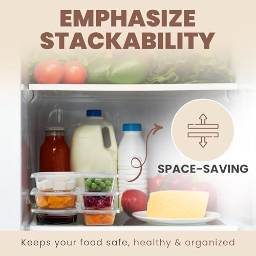 Reusable Snack Containers with Lids 10 Pack – 2 Compartment Portion Control Food Storage Boxes, Leakproof Snack Tray, Stackable Containers for Travel, Office & Home (10)