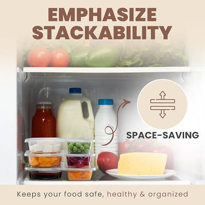 Reusable Snack Containers with Lids 10 Pack – 2 Compartment Portion Control Food Storage Boxes, Leakproof Snack Tray, Stackable Containers for Travel, Office & Home (10)