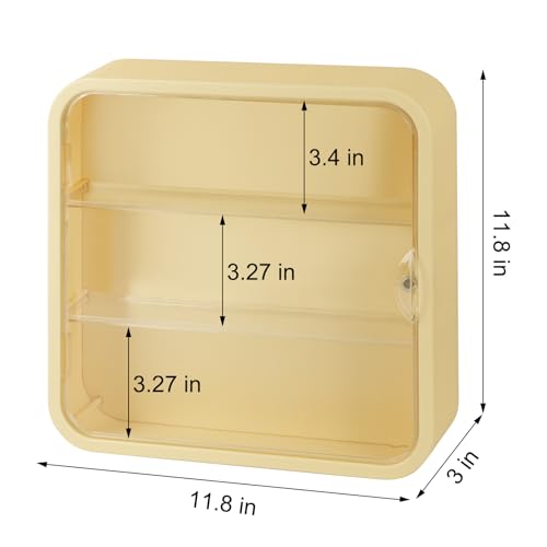 Display Case for Figures, Wall-Mounted Dustproof Display Box with Magnetic Door and Shelf, Adjustable Doll Display Case for Collectibles Figurines Sonny Angels Pop Mart Mini Figures (Yellow) - color: Yellow