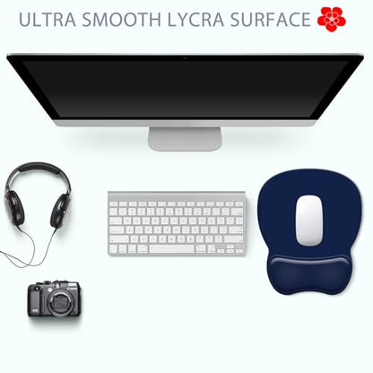 Ergonomic Mouse Pad with Wrist Rest, Gel Concave Mouse Pad with Non-Slip Base, Pain Relief Mouse Pads with Smooth Wrist Support for Office & Home (Deep Blue) - color: Deep Blue