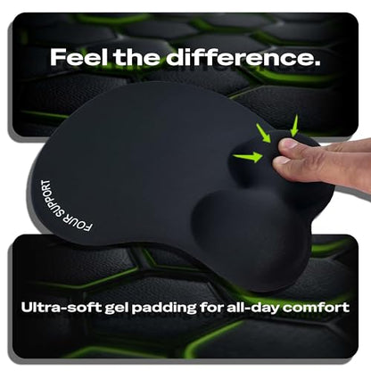 Ergonomic Gel Mouse Pad with Wrist Rest for Pressure-Relief – Orthopedic Style Wrist Support, Physiotherapist Recommended 10.1L x 8.5W inches