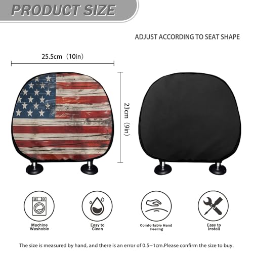 American Flag Auto Head Rest Cover 2Pcs Soft Stretchy Car Seat HeadRest Cover Protector,Universal Head Rest Covering for SUV Truck Vehicles - color: American flag