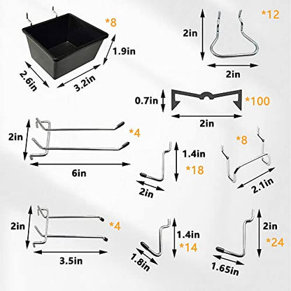 258pcs Pegboard Hooks, Pegboard Accessories Organizer Kit, Pegboard Set for Organizing Various Tools, Metal Pegboard Hooks Assortment, Peg Board Bins, Peg Lock
