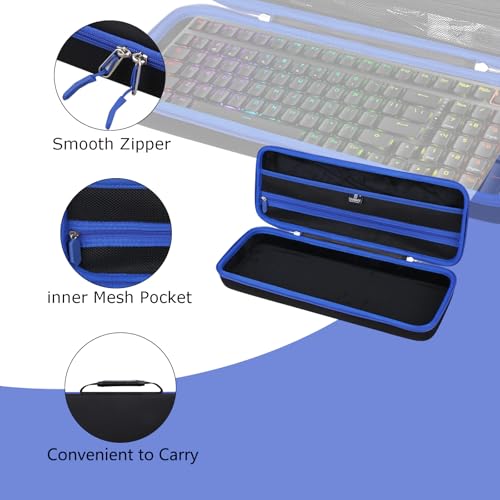 Tourmate Hard Storage Case for ASUS ROG II 96/Logitech K 585 Wireless Gaming Keyboard - Travel Case for RK ROYALKLUDGE RK98/RK96/N80/RK61,Aula F87/HERO 68/ S98 Pro(Only Box) (Black & Blue) - color: Black & Blue