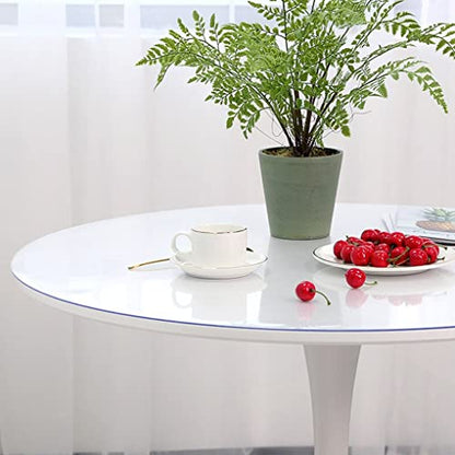 54 Inch Round Plastic Tablecloth Cover 1.5mm Thick Clear PVC Table Cloth Vinyl Plastic Round Table PadDining Coffee Table Writing Desk Party Table Pub Bar Floor Pad Rug WCa-ZBC15-R-54D - color: Round New Clear 1.5mm, size: 54" x 54"