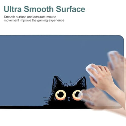 Cat Eyes Extended Gaming Mouse Pad 35.4 x 15.7 Inch – Large Cute Cat Desk Mat for Gaming, Office, and Home Use, with Non-Slip Rubber Base and Smooth Cloth Surface - color: #31, size: 35.4 x 15.7 Inch